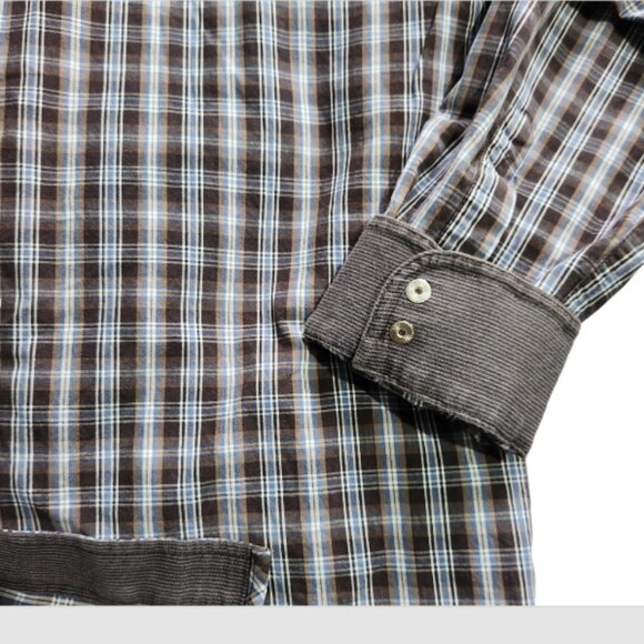 Denver Hayes Shirt Men's Med. Pearl Snap Corduroy Trim Long Sleeve Slim Fit - Picture 10 of 11